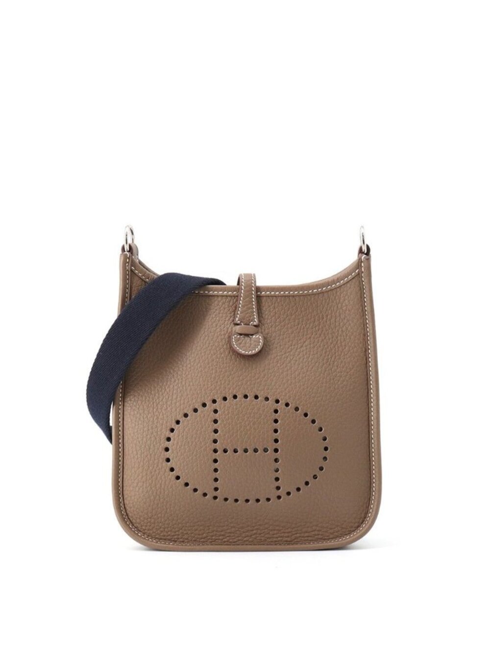 Hermes Shoulder Bag Evelyne TPM 85 Amazon Etoupe Blue Indigo Silver Taurillon